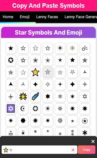 Star Symbols | Symbols, Emoji codes, Stars