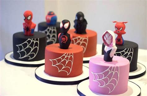 Spider-Man into the Spider-Verse character mini cakes | Marvel birthday party, Spiderman ...