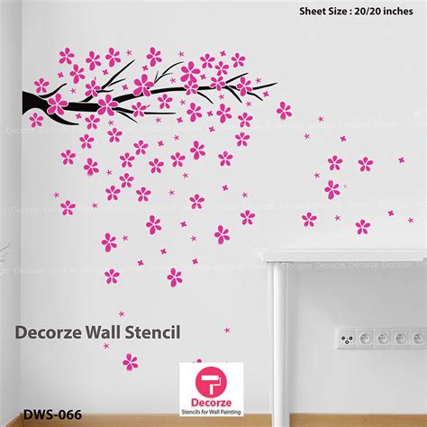 Cherry flowers | kids room wall stencils | kids room wall painting ...