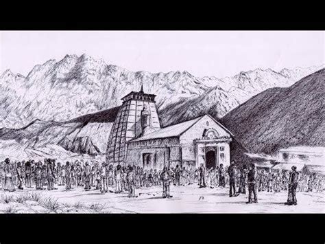 KEDARNATH Temple Full Drawing || How to draw Kedarnath Temple | Temple ...