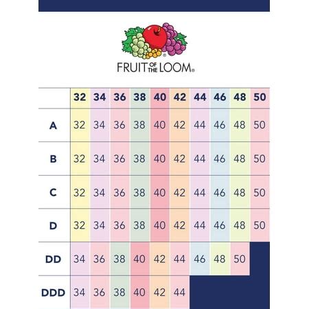 Fruit Of The Loom Sports Bra Size Chart - Chart Walls