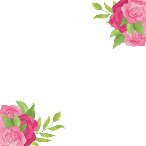 Elegant Wedding Invitation PNG Transparent, Elegant Frame Border Rose Flowers Leaves Watercolor ...