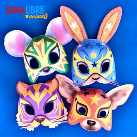 Animal Lucha Libre mask templates. DIY Masks • Happythought