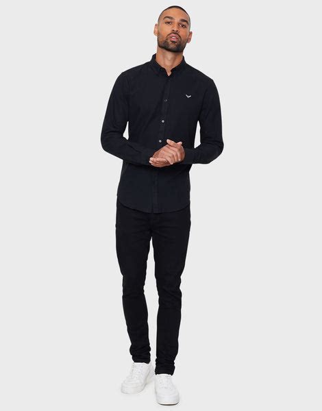 Men's Black Plain Long Sleeve Shirt – Threadbare