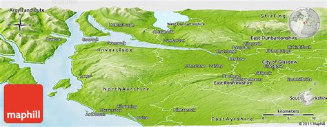 Physical Panoramic Map of Renfrewshire