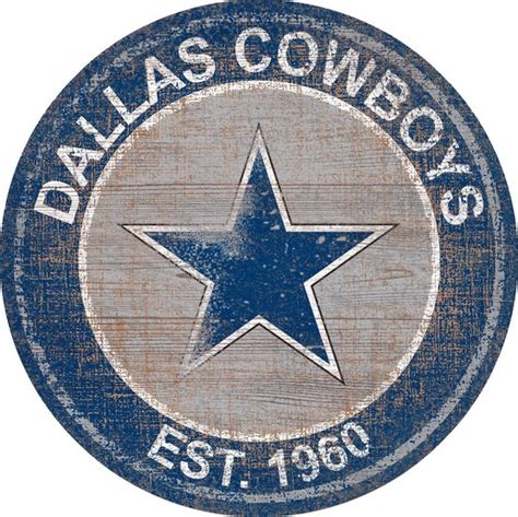 Dallas Cowboys Heritage Retro Round Logo Wooden Sign | Crawford's Gift Shop