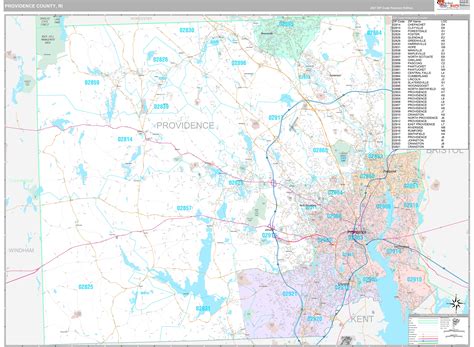 Providence County, RI Wall Map Premium Style by MarketMAPS