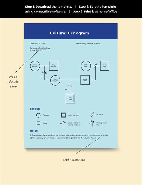 Simple Cultural Genogram Examples in InDesign, Word, Google Docs, Pages ...