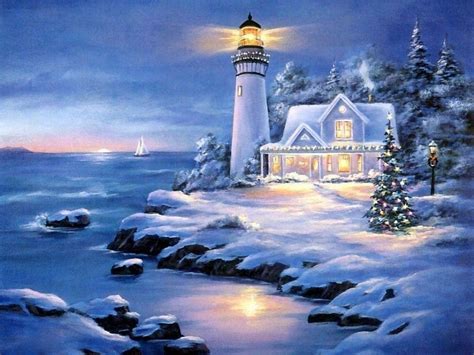 Christmas Decorated Lighthouse Wallpapers - Wallpaper Cave