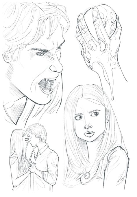 Online coloring book: Damon shows off his vampire face coloring page ...