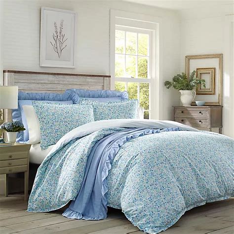 Laura Ashley Sheets Adorned with allover blue floral design on a crisp ...