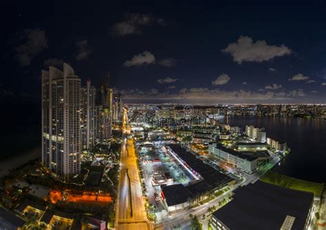 Night Aerial Photo Miami City Lights Stock Photo - Image of aerial, collins: 193566636