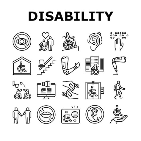 Premium Vector | Disability Technology Collection Icons Set Vector