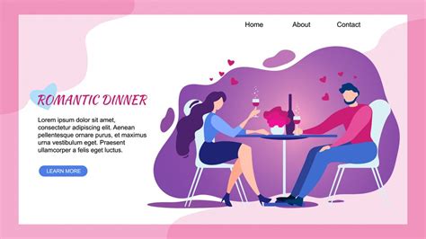 Premium Vector | Romantic Dinner at Restaurant, landing page web template