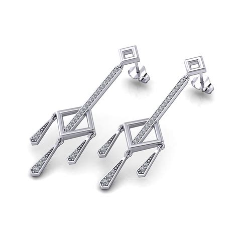 Diamond Square Dangle Earrings - Jewelry Designs