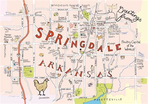 SPRINGDALE, Arkansas — I AM HERE CARDS | Hand drawn map, Drawn map, Map