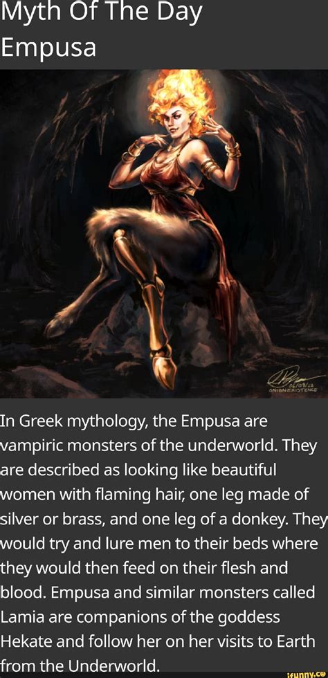 Myth Of The Day Empusa In Greek mythology, the Empusa are vampiric monsters of the underworld ...