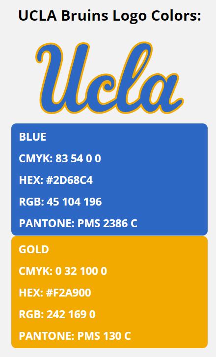 UCLA Bruins Team Colors | HEX, RGB, CMYK, PANTONE COLOR CODES OF SPORTS ...