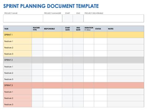 Sprint Planning Templates