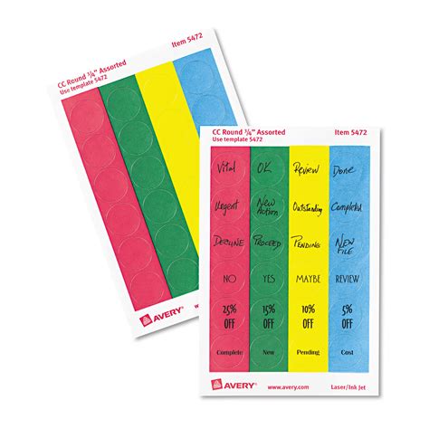 Printable Removable Color-Coding Labels by Avery® AVE05472 | OnTimeSupplies.com