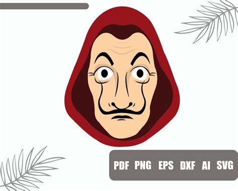 1 Salvador Dali Mask SVG Png Pdf Ai Eps Dxf Lacasa De Papel | Etsy