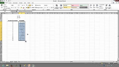 Creating Binomial Distribution Tables in Excel - YouTube