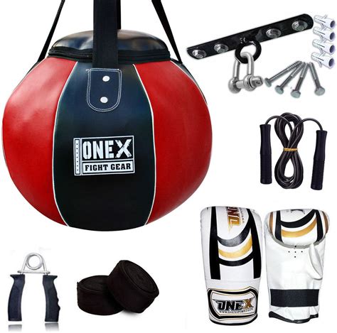 Boxing Punching Bags Maize Tear Drop Round uppercut Punch Bag MMA Kick Boxing Training Set ...