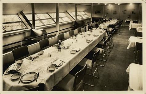 Rare Hindenburg Interior Dining Room Germany Airships Postcard