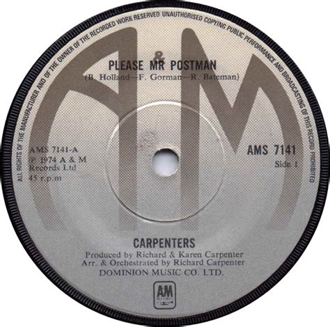 Carpenters - Please Mr Postman (1974, Vinyl) | Discogs