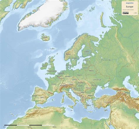 Physical Maps of Europe | Mapswire