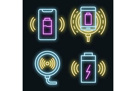 Wireless Charger Icons Set Vector Neon Graphic by ylivdesign · Creative ...