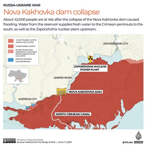 Satellite images show Kakhovka dam before and after destruction