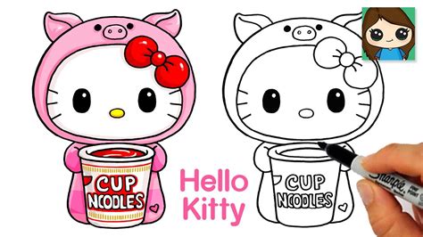 How to Draw Cup Noodles | Hello Kitty