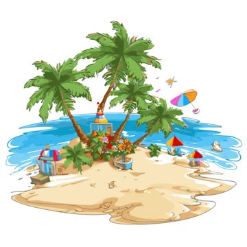 Tropical Beach Christmas Clipart Cartoon Island On The Beach Vector, Tropical Beach Christmas ...