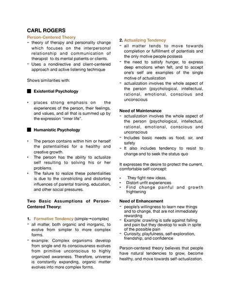 CARL Rogers - CARL ROGERS Person-Centered Theory theory of therapy and ...