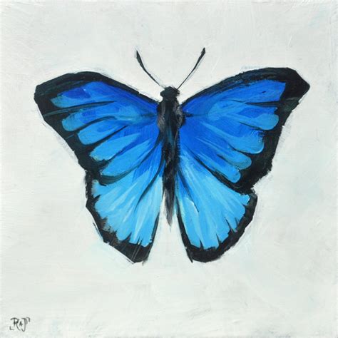 Mini Acrylic Painting Blue Butterfly OOAK - Etsy