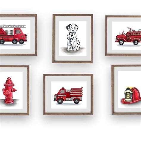 Fire Truck Decor Fire Truck Wall Art Prints for Fireman Theme - Etsy