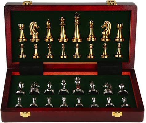 Board Games International Chess Folding Magnetic Gold and Silver Chess Set for Adults and Kids ...