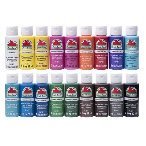 Apple Barrel Acrylic Paint Set, 18 Piece (2-Ounce), PROMOABI Assorted Colors I Assorted Colors 1 ...