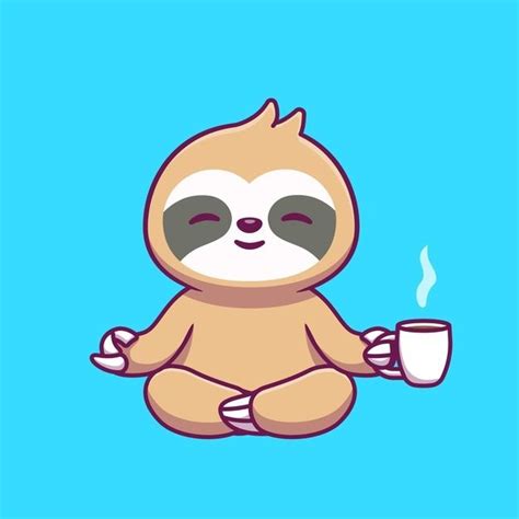 Premium Vector | Cute sloth yoga holding coffee cartoon | Cute cartoon drawings, Coffee cartoon ...