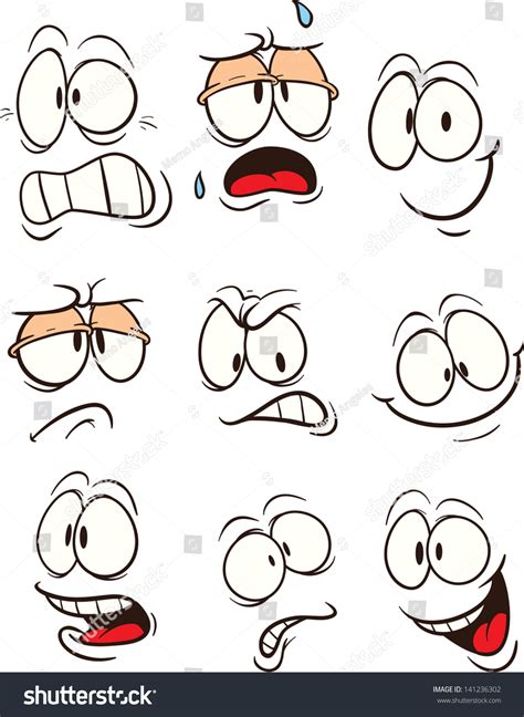 Cartoon Faces. Vector Clip Art Illustration. Each On A Separate Layer ...