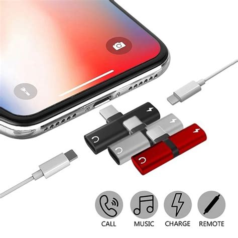 2 in 1 Dual Audio fast Charging Adapter Splitter for iPhone X XR XS Max 7 8 Plus Metal Dual Port ...