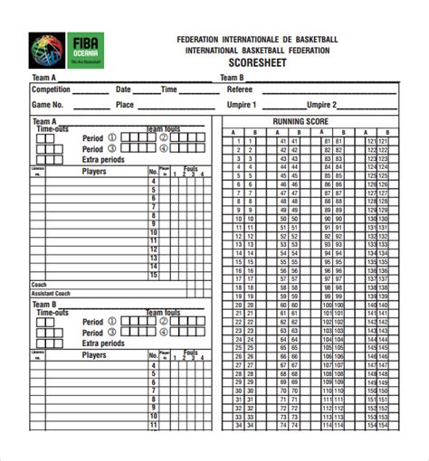 10+ Sample Basketball Score Sheets | Sample Templates