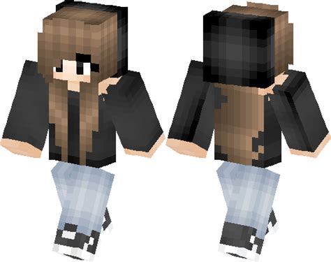 Cute Light Brown Hair Girl Wearing Black | Minecraft Skin | Minecraft Hub