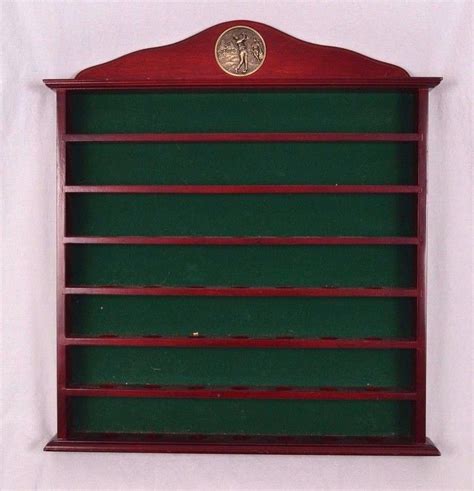 Wooden Golf Ball Display Shelf Case Wall Hanging Green Felt Mahogany ...