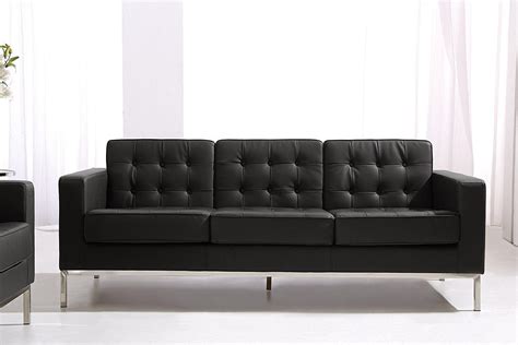 Genuine Rich Black Leather Tufted Sofa Contemporary At Home USA Silvania - Sofas, Loveseats ...