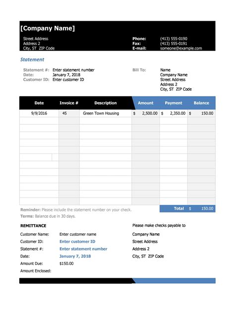 Statement Of Account Template Free Download - FREE PRINTABLE TEMPLATES