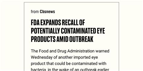 FDA expands recall of potentially contaminated eye products amid ...