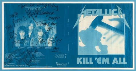 Hake's - "METALLICA KILL 'EM ALL" BAND SIGNED ALBUM COVER ART BLUE LINE PROOF SHEET.