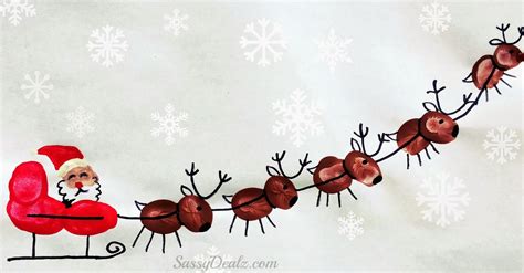 Santa's Sleigh w/ Flying Reindeer Fingerprint Craft For Kids - Crafty Morning